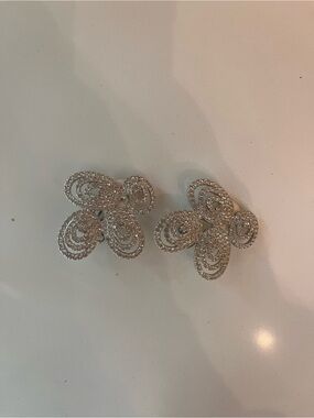 Crystal Floral Statement Earrings - Silver